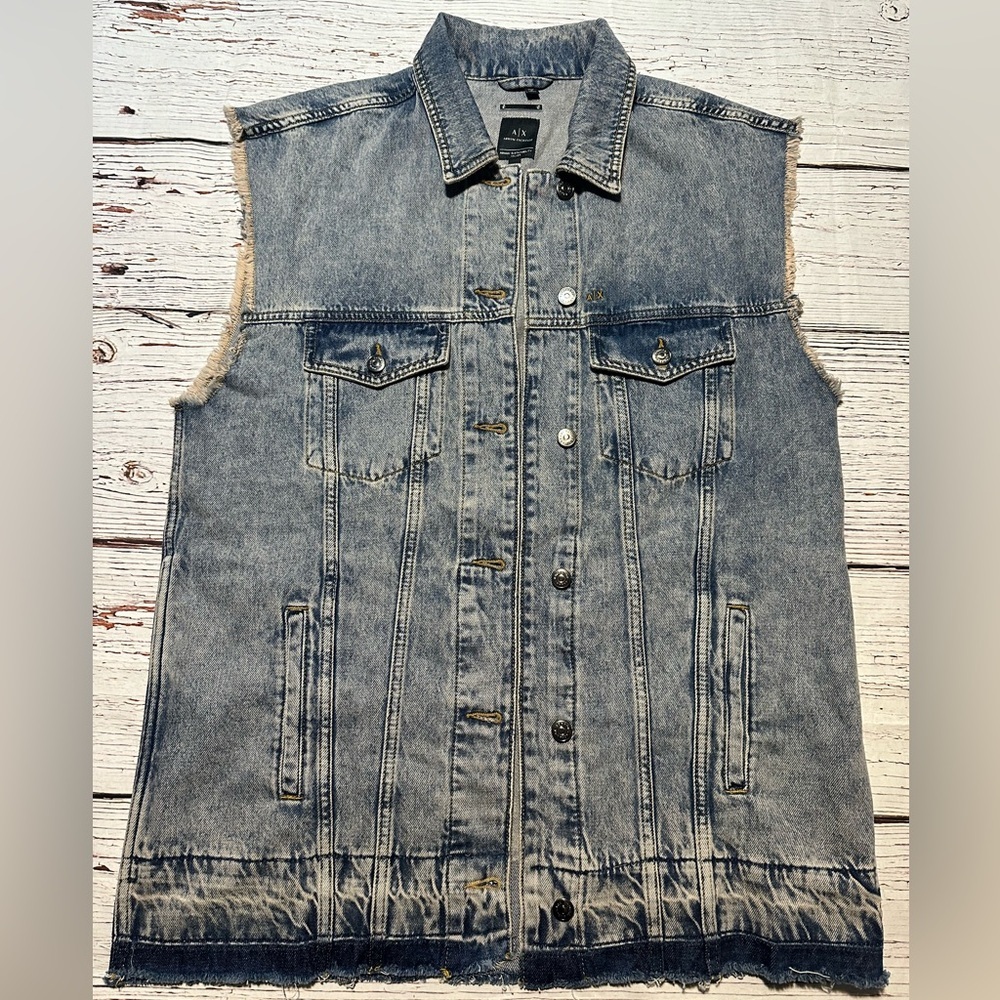 Armani Oversized Denim Sleeveless Jacket - Picture 2 of 13
